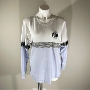 Pink by Victoria’s Secrete S/P White & Blue Shirt